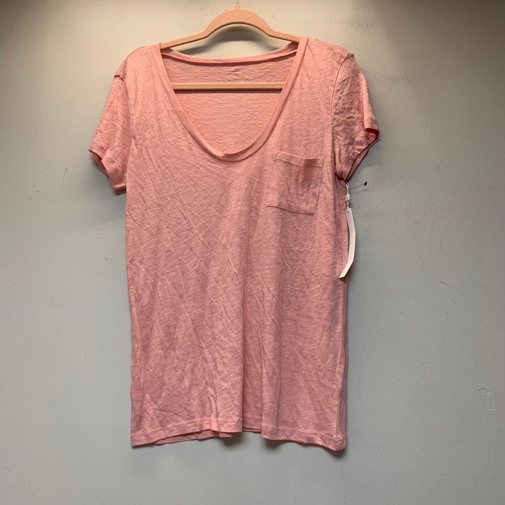 Caslon Pocket Tee Women Medium Pink NEW Slub Knit Scoop Neck T-Shirt